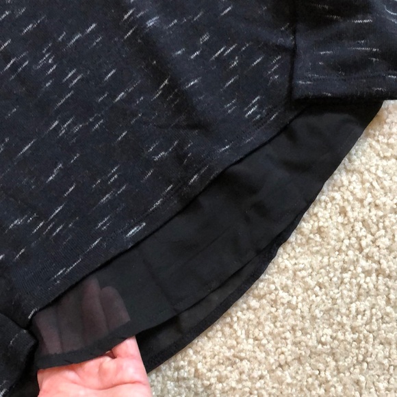 H&M black tweed top with silver diamonds and sheer trim at hem - Picture 3 of 5